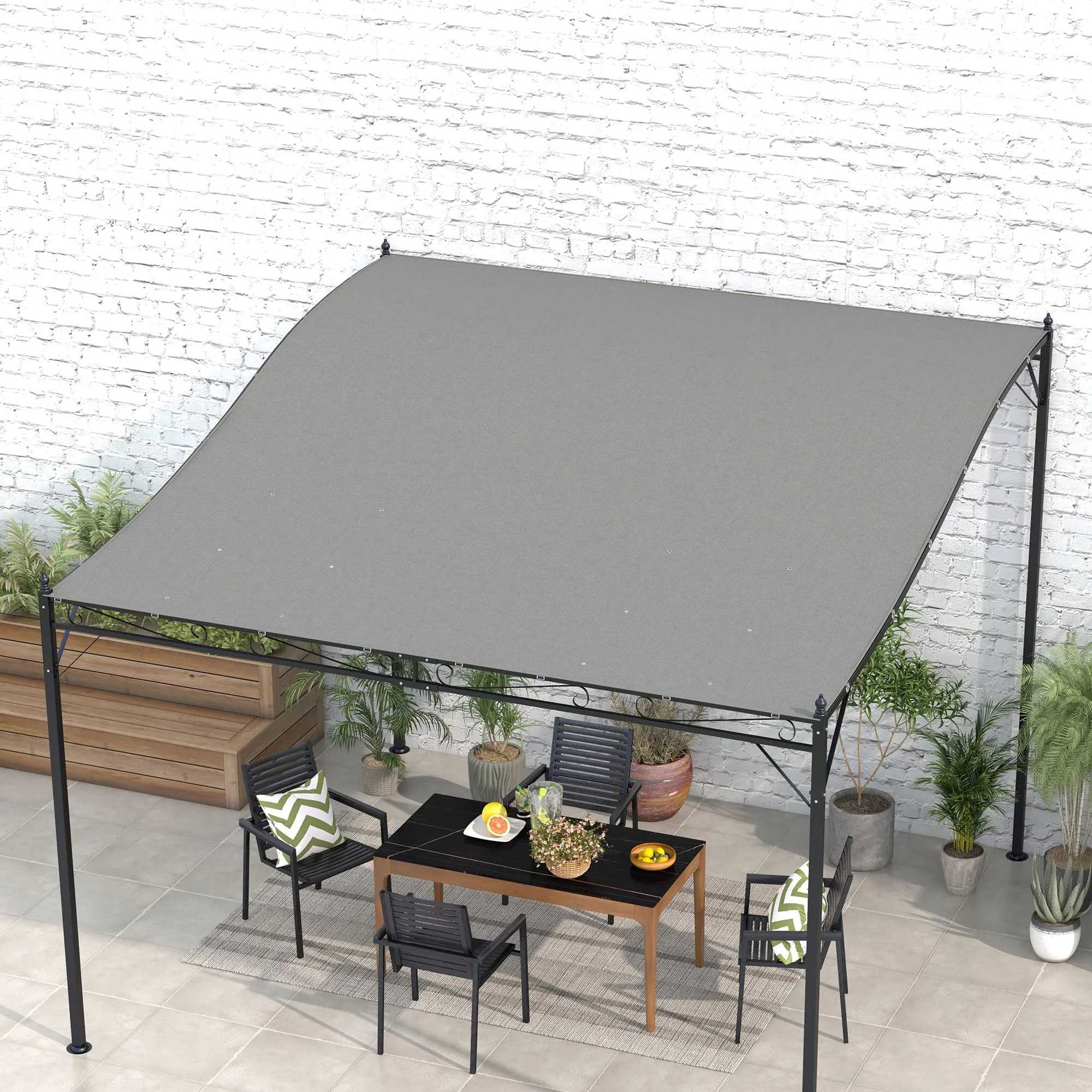 3.8 x 3.8 ft Pergola Canopy Replacement, Pergola Shade Canopy with Drainage Holes, Easy to Install, for 10' x 10' Pergola (Outsunny 84C-038 Series), Dark Grey