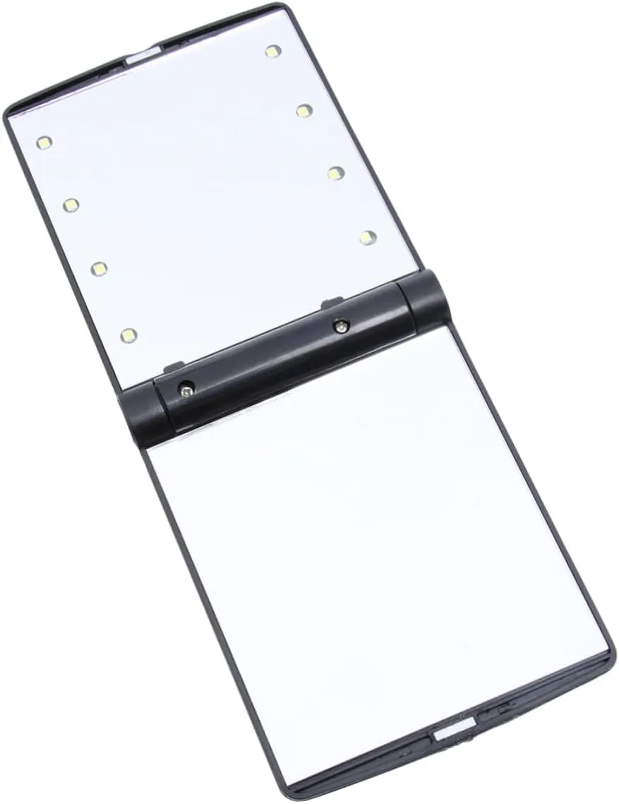 3pcs Led Double-Sided Folding Makeup Mirror Portable Compact Cosmetic Led Lights Sleek Design for Easy Use Dark Conditions for Travel Everyday Use Black