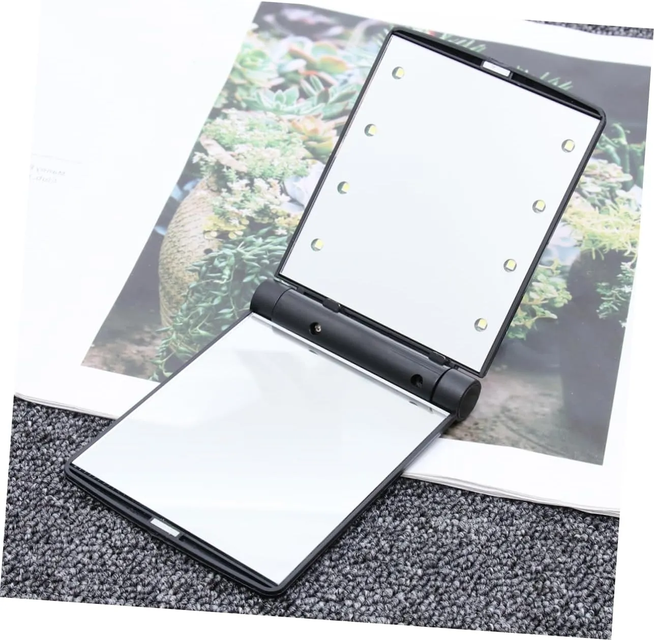 3pcs Led Double-Sided Folding Makeup Mirror Portable Compact Cosmetic Led Lights Sleek Design for Easy Use Dark Conditions for Travel Everyday Use Black