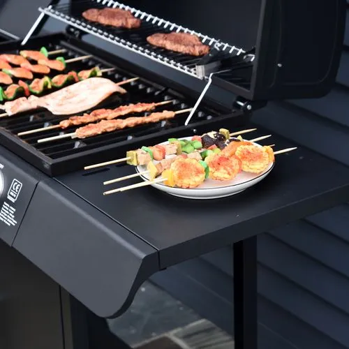 4 1 Gas BBQ Grill – Stainless Steel Burners with Side Burner & Storage for Outdoor Cooking