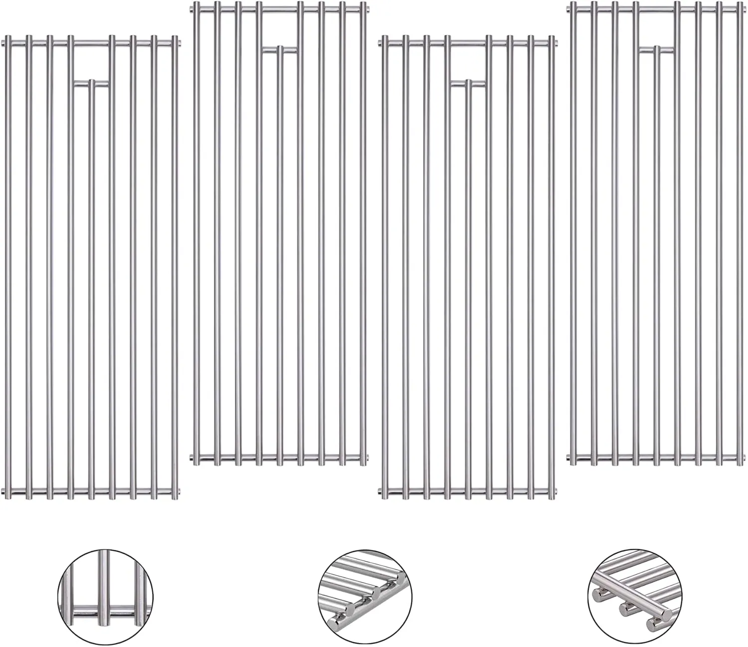 4 Pack 7mm Stainless Steel BBQ Cooking Grill Grates Replacement Parts for 16517 Bull 18248 LP,18249 NG, BBQ Angus 47628, Brahma, Lonstar Select, Outlaw Steer Premium, Lonestar Select,7 Burner Premium