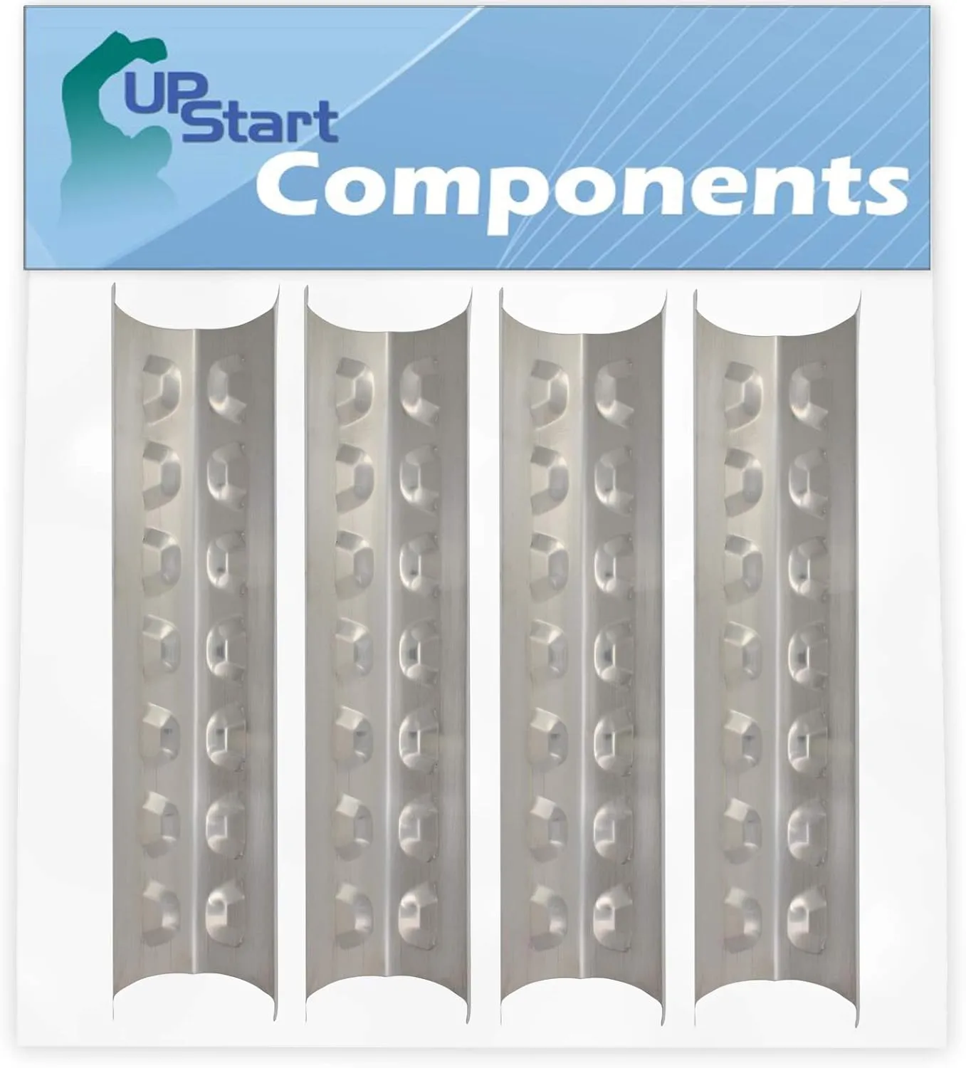 4-Pack BBQ Grill Heat Shield Plate Tent Replacement Parts for Charmglow 810-8410-F - Compatible Barbeque Stainless Steel Flame Tamer, Guard, Deflector, Flavorizer Bar, Vaporizer Bar, Burner Cover