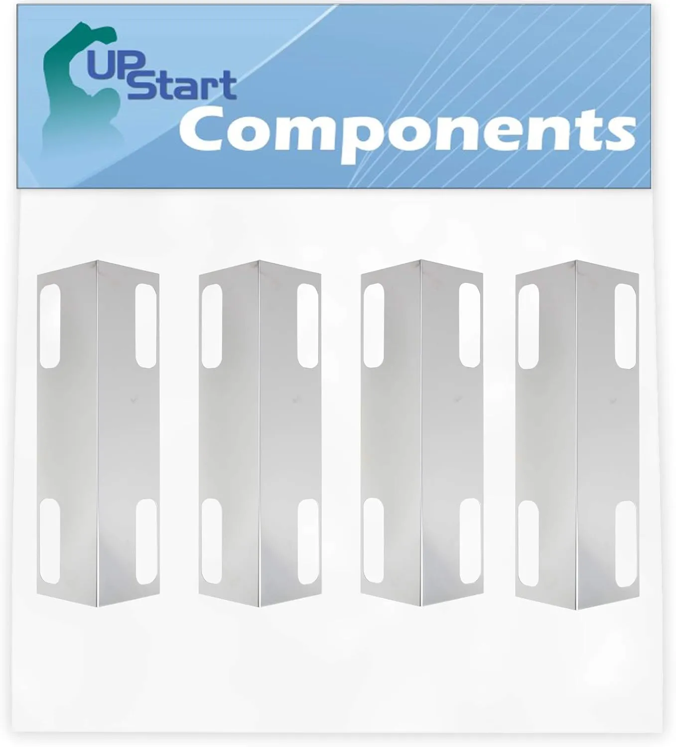 4-Pack BBQ Grill Heat Shield Plate Tent Replacement Parts for Ducane Affinity 4200 - Compatible Barbeque Stainless Steel Flame Tamer, Flavorizer Bar, Vaporizer Bar, Burner Cover 15 3/8"