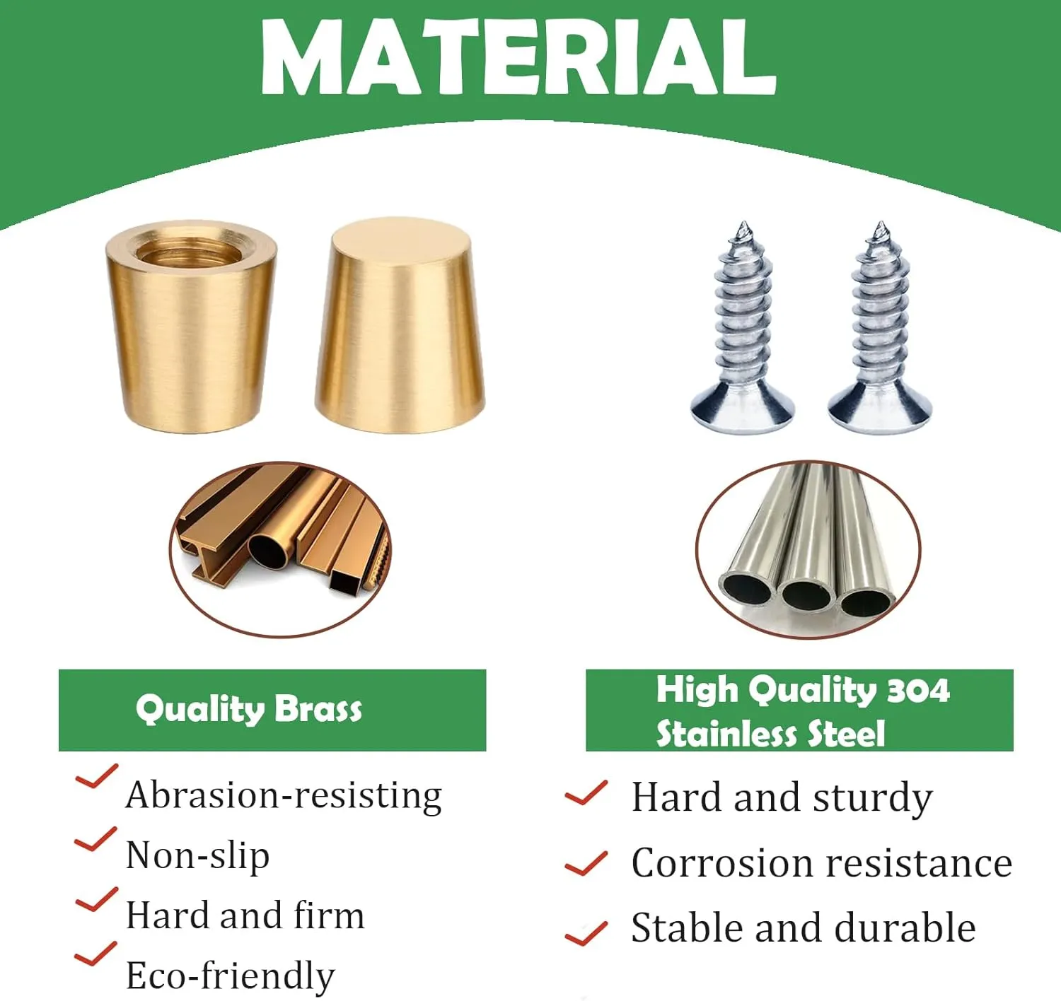 4 PCS Brass Cutting Board Feet with Silicone Anti-Slip Pads, Stainless Steel Screws and Brass Self-Tapping Screws for Cutting Boards, Cabinets, Sofas and Chairs and Other Furniture （Cone-Shaped）
