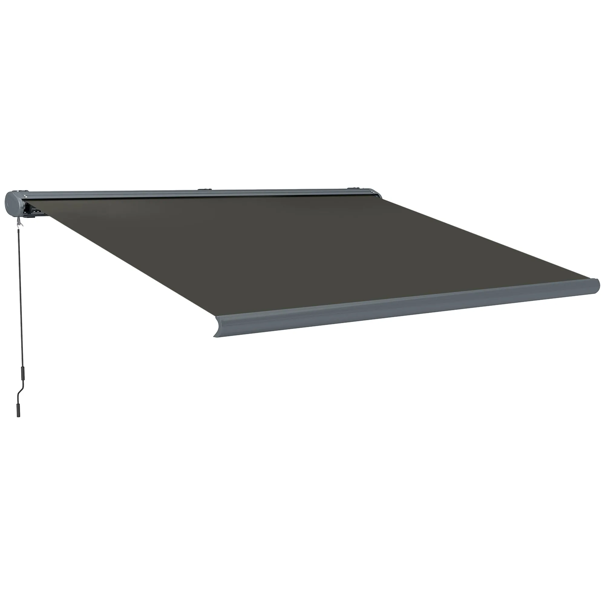4 x 3(m) Full Cassette Electric Awning with Remote Controller, Aluminium Frame DIY Retractable Garden Awning, UPF50  Sun Shade Canopy for Deck Door Window, Dark Grey