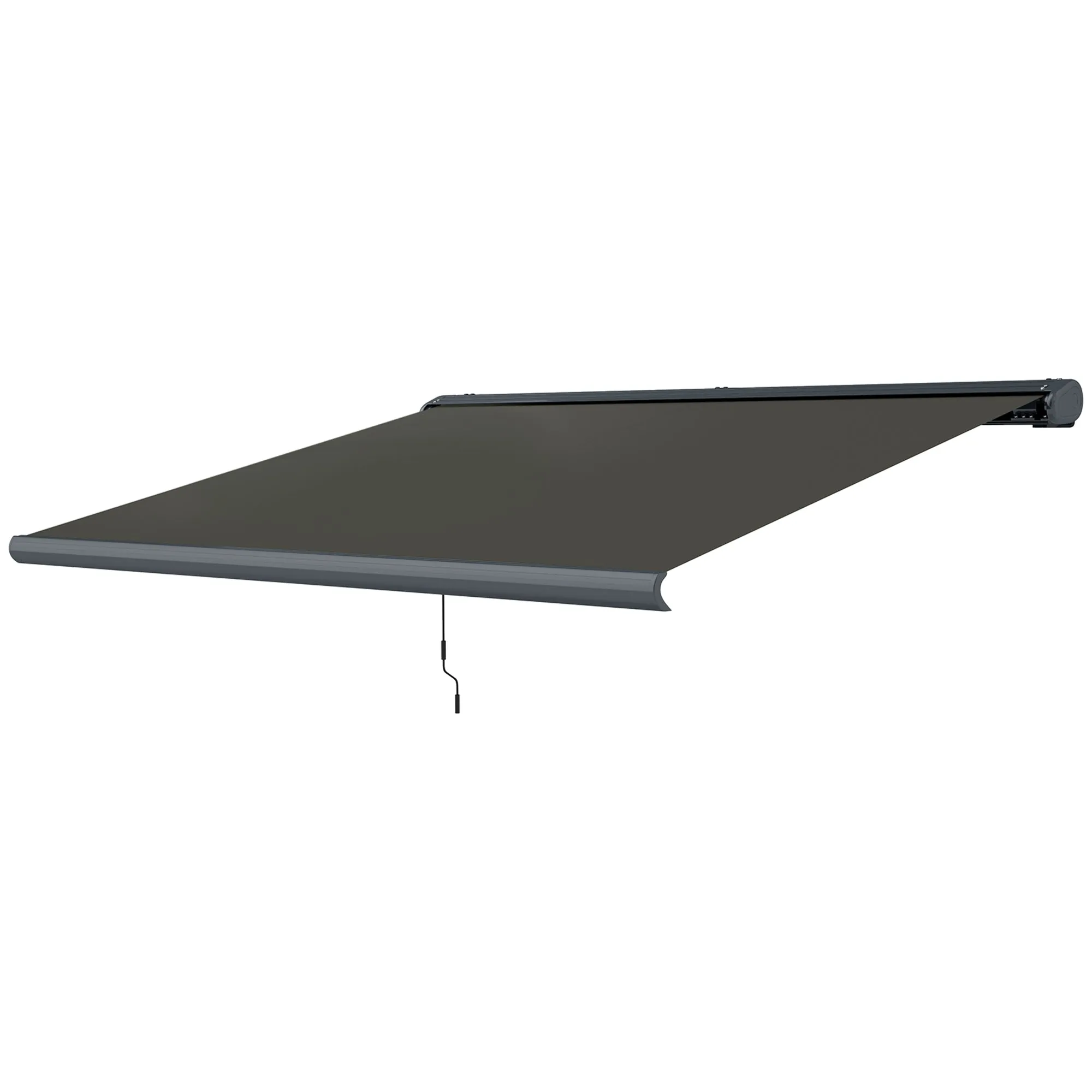 4 x 3(m) Full Cassette Electric Awning with Remote Controller, Aluminium Frame DIY Retractable Garden Awning, UPF50  Sun Shade Canopy for Deck Door Window, Dark Grey