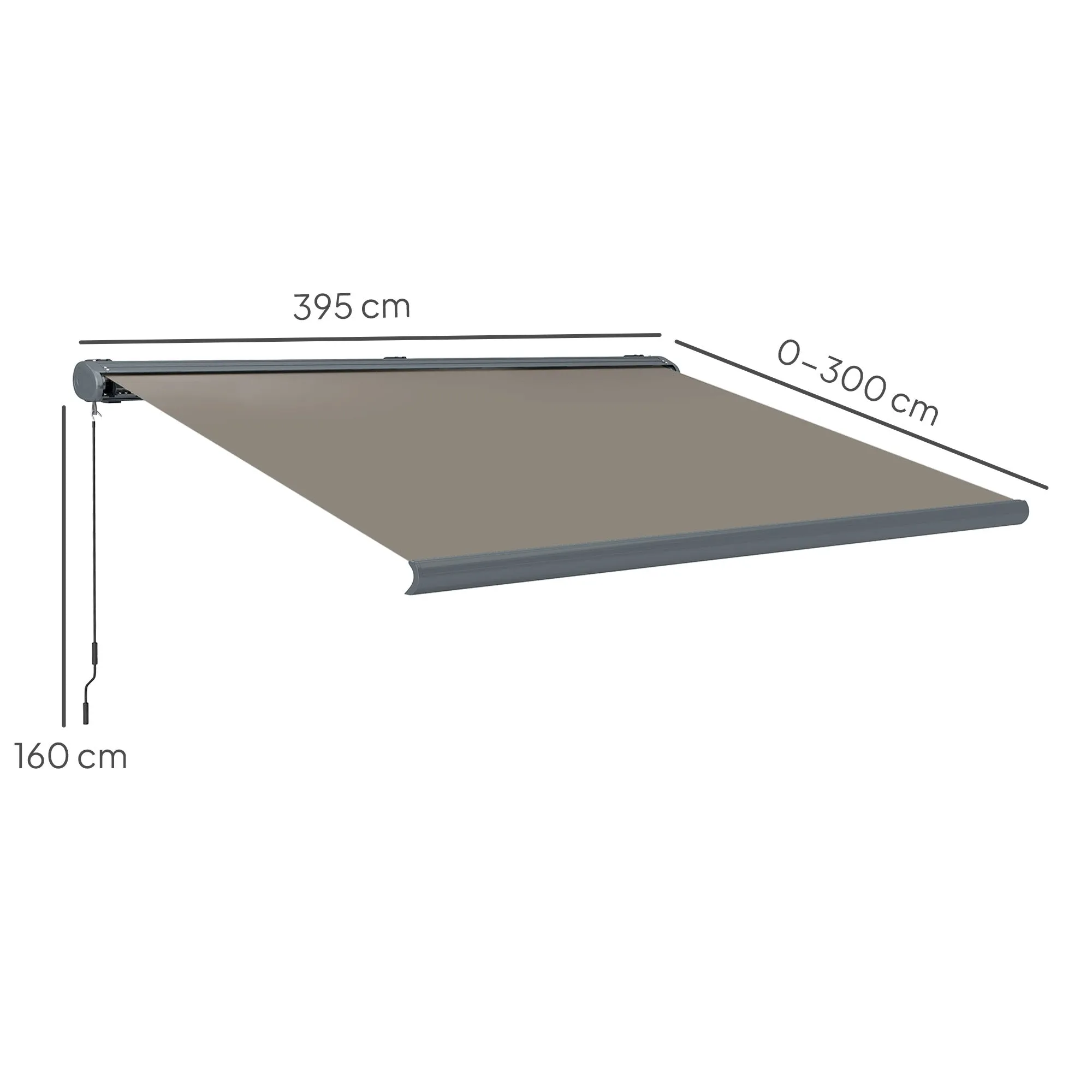 4 x 3(m) Full Cassette Electric Awning with Remote Controller, Aluminium Frame DIY Retractable Garden Awning, UPF50  Sun Shade Canopy for Deck Door Window, Light Grey