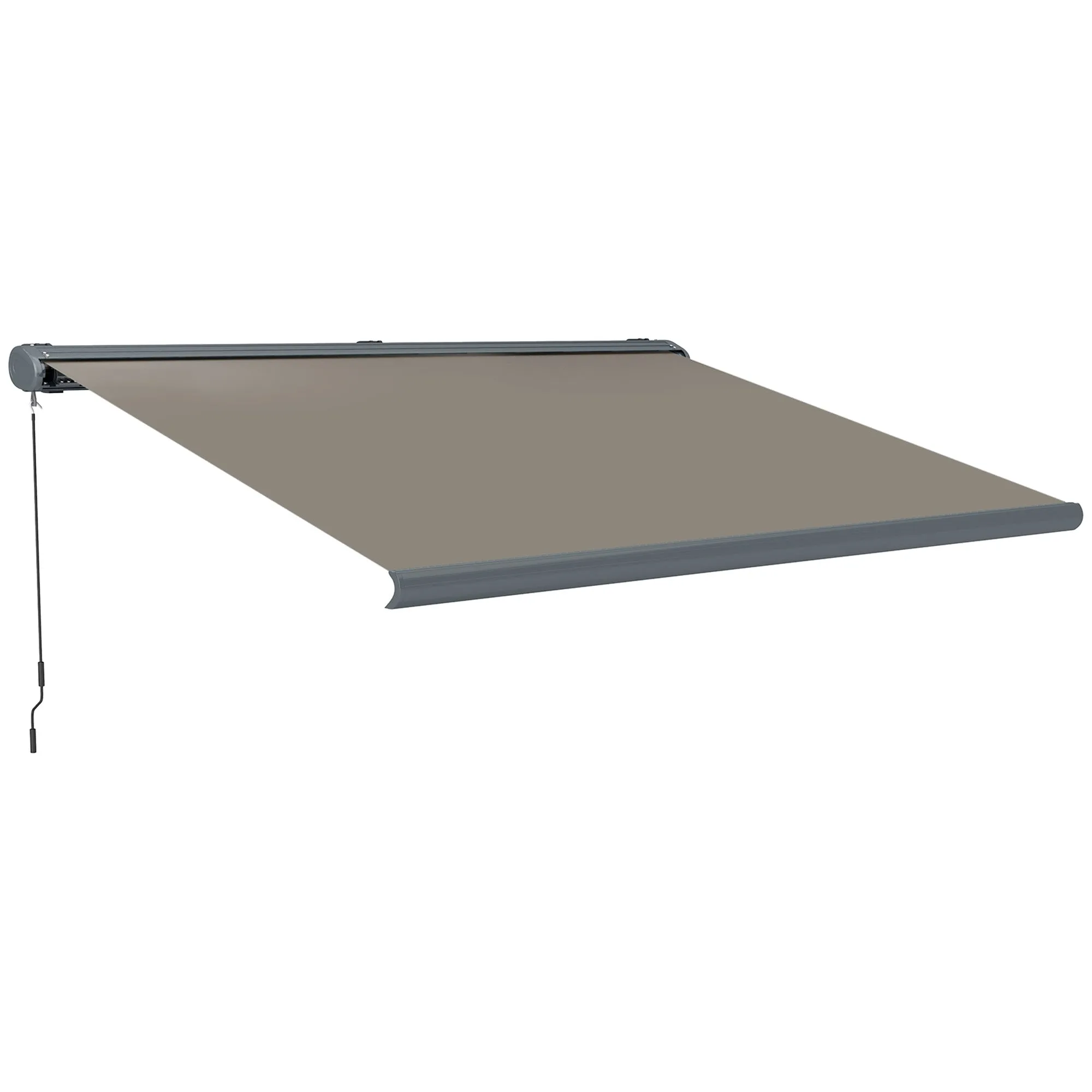 4 x 3(m) Full Cassette Electric Awning with Remote Controller, Aluminium Frame DIY Retractable Garden Awning, UPF50  Sun Shade Canopy for Deck Door Window, Light Grey