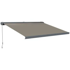 4 x 3(m) Full Cassette Electric Awning with Remote Controller, Aluminium Frame DIY Retractable Garden Awning, UPF50  Sun Shade Canopy for Deck Door Window, Light Grey