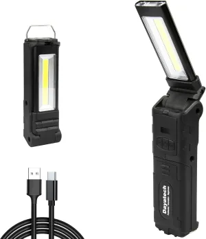 400 LM Rechargeable LED Work Lights Grill Light Flashlight with Magnetic Base, Top Present for Men, Dad(Black)