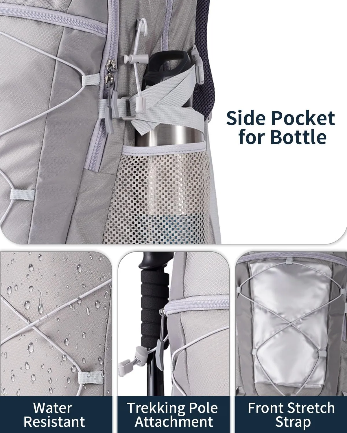 40L Hiking Backpack Lightweight Water Resistant Camping Outdoor Sport Trekking Travel Daypack for Men Women（Grey A）
