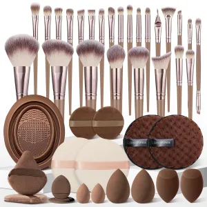 42Pcs Brown Makeup Brushes Set Professional Makeup Kit Multi-functional Makeup Tool Set with Facial Makeup Accessories, Foundation Makeup Brush Kit Eye and Face Make up Brushes & Tools