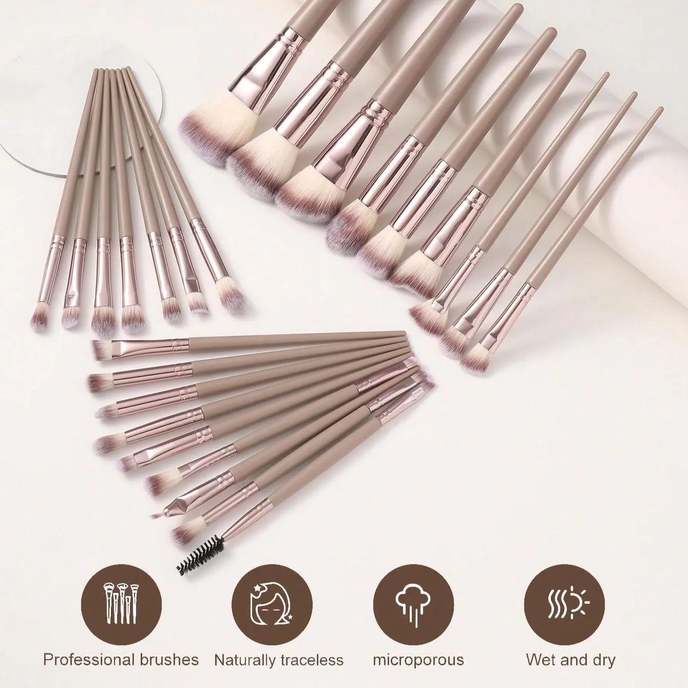 42Pcs Brown Makeup Brushes Set Professional Makeup Kit Multi-functional Makeup Tool Set with Facial Makeup Accessories, Foundation Makeup Brush Kit Eye and Face Make up Brushes & Tools