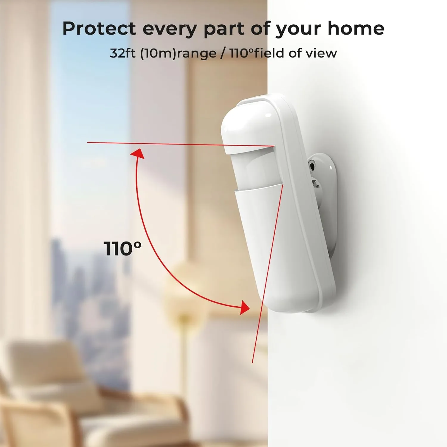 433MHz Wireless Waterproof Siren Home Security Kit with PIR Motion Sensor,Door/Window Sensors,and Remote Control(8-Piece Alarm System)