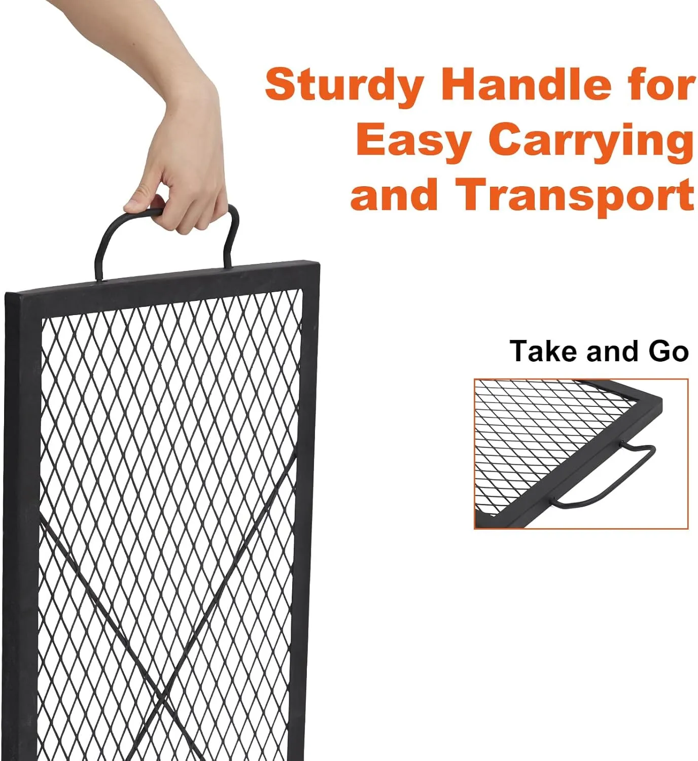 44×15in Fire Pit Cooking Grill Grate, X-Marks Fire Pit Grill Cooking Grate, Outdoor Campfire BBQ Grill, Heavy Duty Steel Campfire BBQ Grill Grid, Portable Camping Cookware with Handle