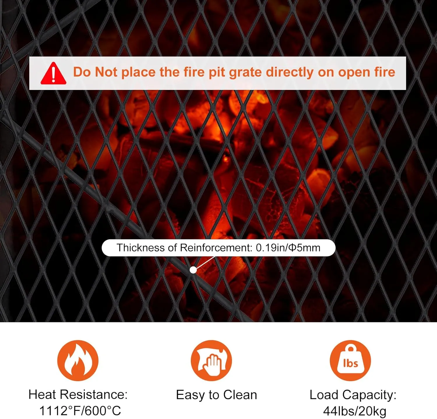 44×15in Fire Pit Cooking Grill Grate, X-Marks Fire Pit Grill Cooking Grate, Outdoor Campfire BBQ Grill, Heavy Duty Steel Campfire BBQ Grill Grid, Portable Camping Cookware with Handle