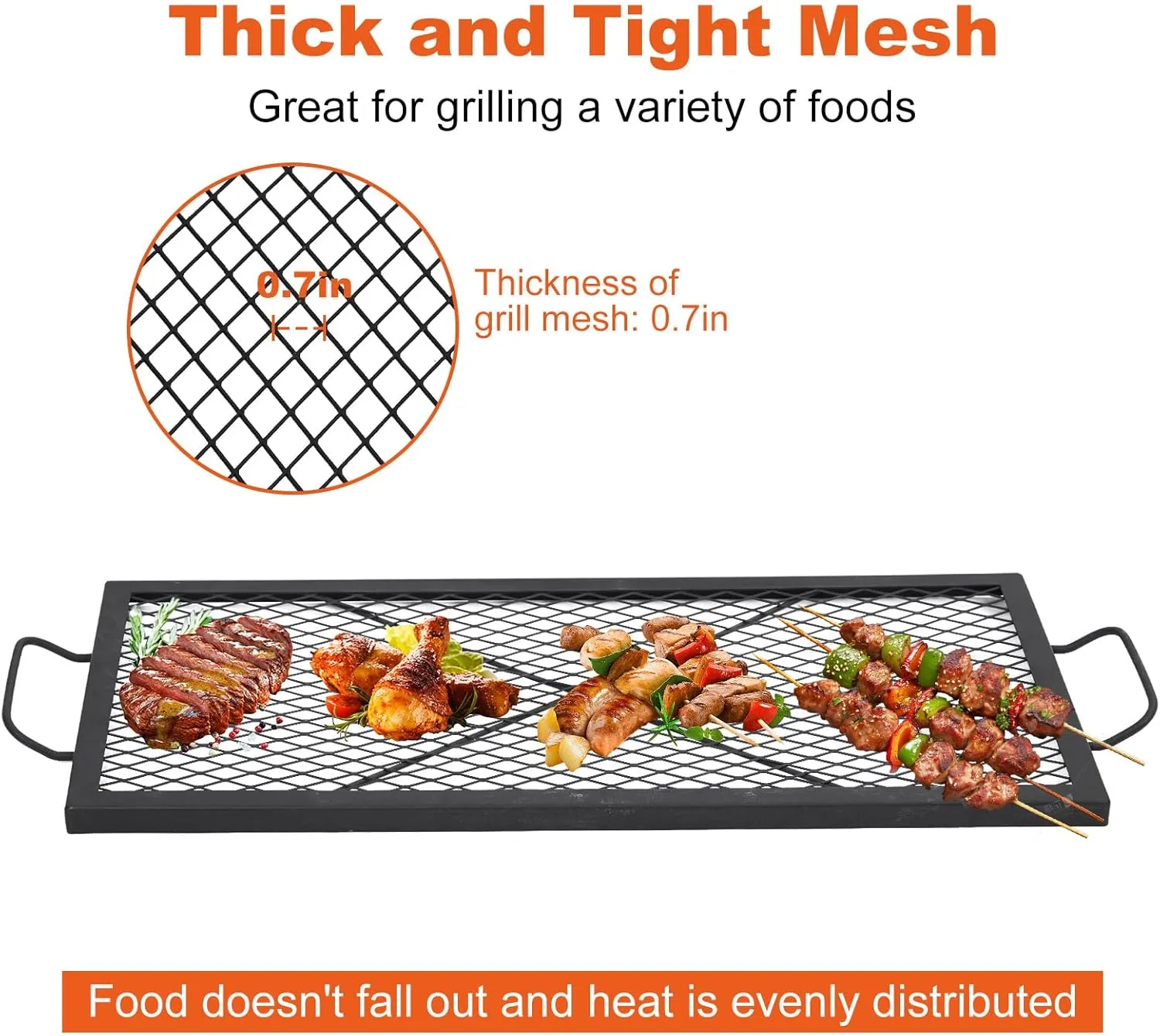 44×15in Fire Pit Cooking Grill Grate, X-Marks Fire Pit Grill Cooking Grate, Outdoor Campfire BBQ Grill, Heavy Duty Steel Campfire BBQ Grill Grid, Portable Camping Cookware with Handle