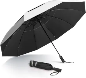 46 Inch UPF50  Sun Umbrella UV Protection UV Umbrellas For Sun Protection Large Compact Travel Umbrella 10 Ribs Double Canopy Inverted Windproof Umbrella Auto Open Close