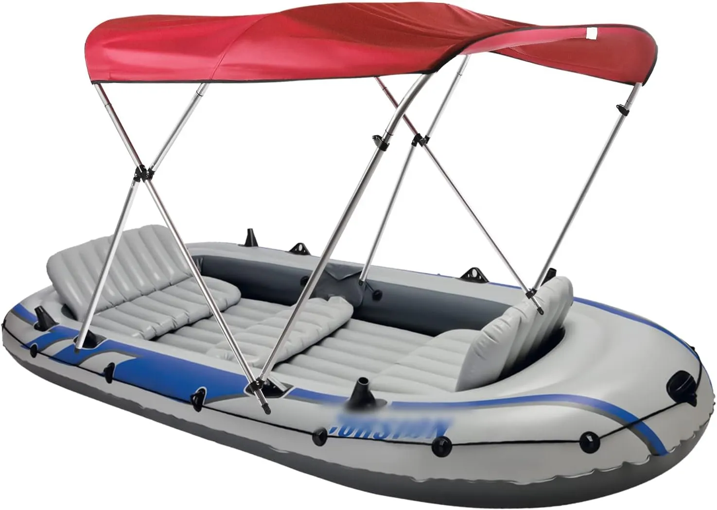 46 "High Boat Canopy Heavy-Duty Bimini Tops Cover for Boats Waterproof Sun Shade Boat Cover with Aluminum Alloy Frame and Adjustable Windproof Straps (Red, 67"-72" W)