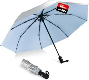 46inch UPF 50  Sun Umbrella UV Protection UV Umbrella Parasol Umbrella for SunTravel Compact Umbrella for Rain Sun Waterproof And Wind Resistant Sun Blocking Umbrella Auto Open Close