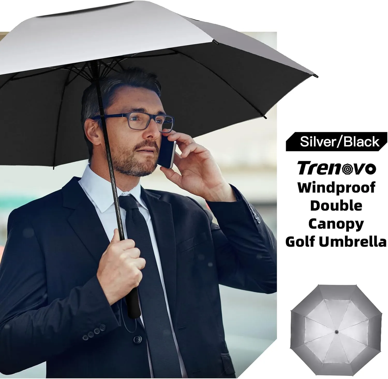 47/54 Inch Ventilated Double Canopy Windproof Stick Umbrellas for Rain, Automatic Open Golf Umbrella – Available in for Adults, Kids, Outdoor Enthusiasts