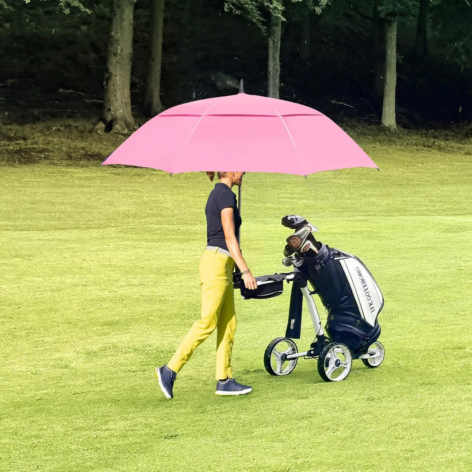 47/54 Inch Ventilated Double Canopy Windproof Stick Umbrellas for Rain, Automatic Open Golf Umbrella – Available in for Adults, Kids, Outdoor Enthusiasts