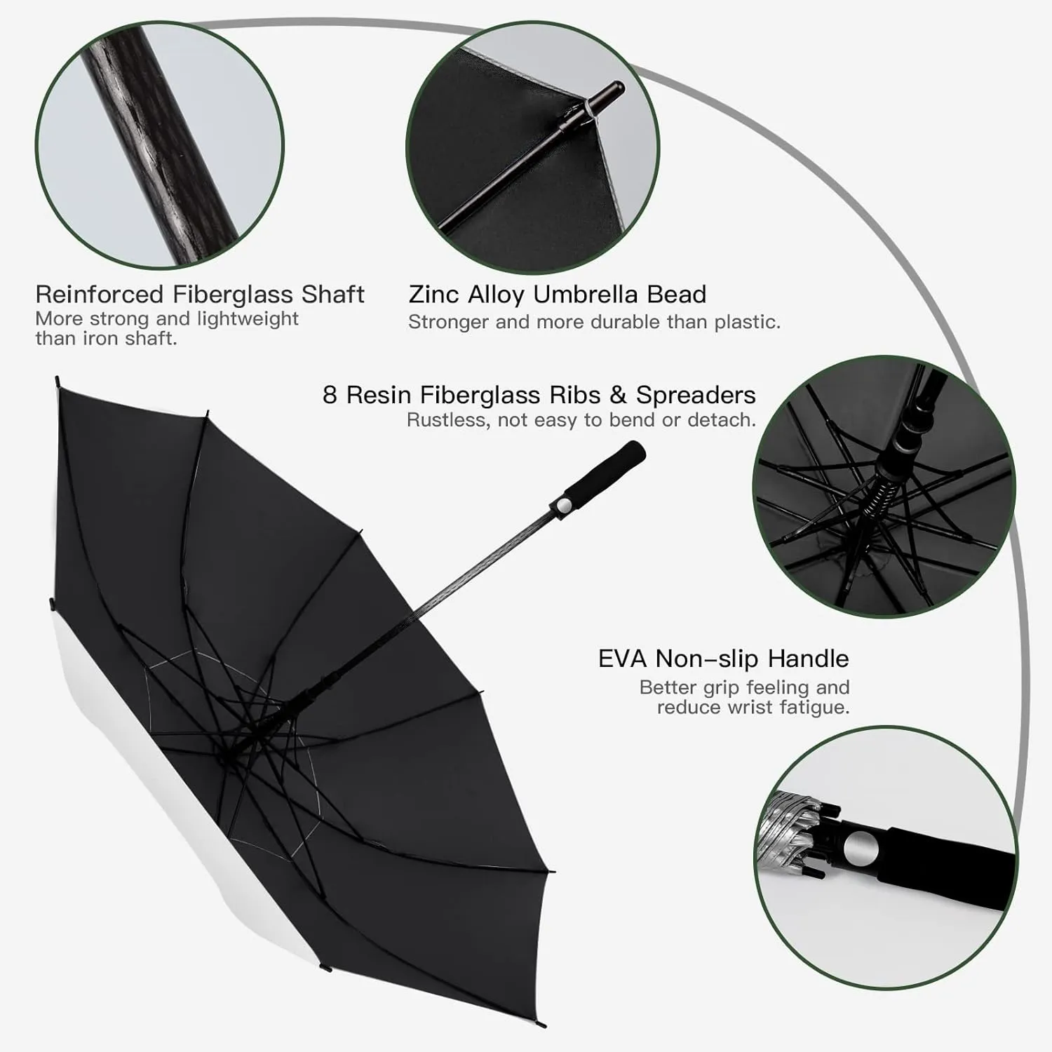 47/54 Inch Ventilated Double Canopy Windproof Stick Umbrellas for Rain, Automatic Open Golf Umbrella – Available in for Adults, Kids, Outdoor Enthusiasts