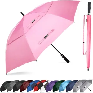 47/54 Inch Ventilated Double Canopy Windproof Stick Umbrellas for Rain, Automatic Open Golf Umbrella – Available in for Adults, Kids, Outdoor Enthusiasts