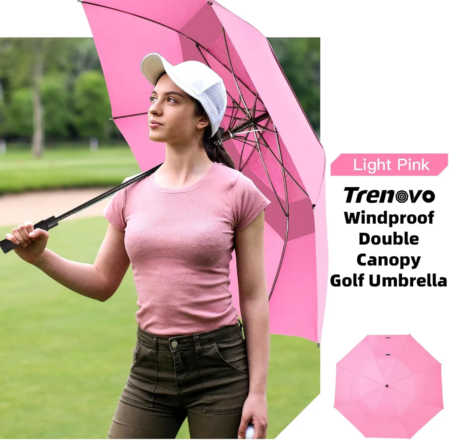 47/54 Inch Ventilated Double Canopy Windproof Stick Umbrellas for Rain, Automatic Open Golf Umbrella – Available in for Adults, Kids, Outdoor Enthusiasts