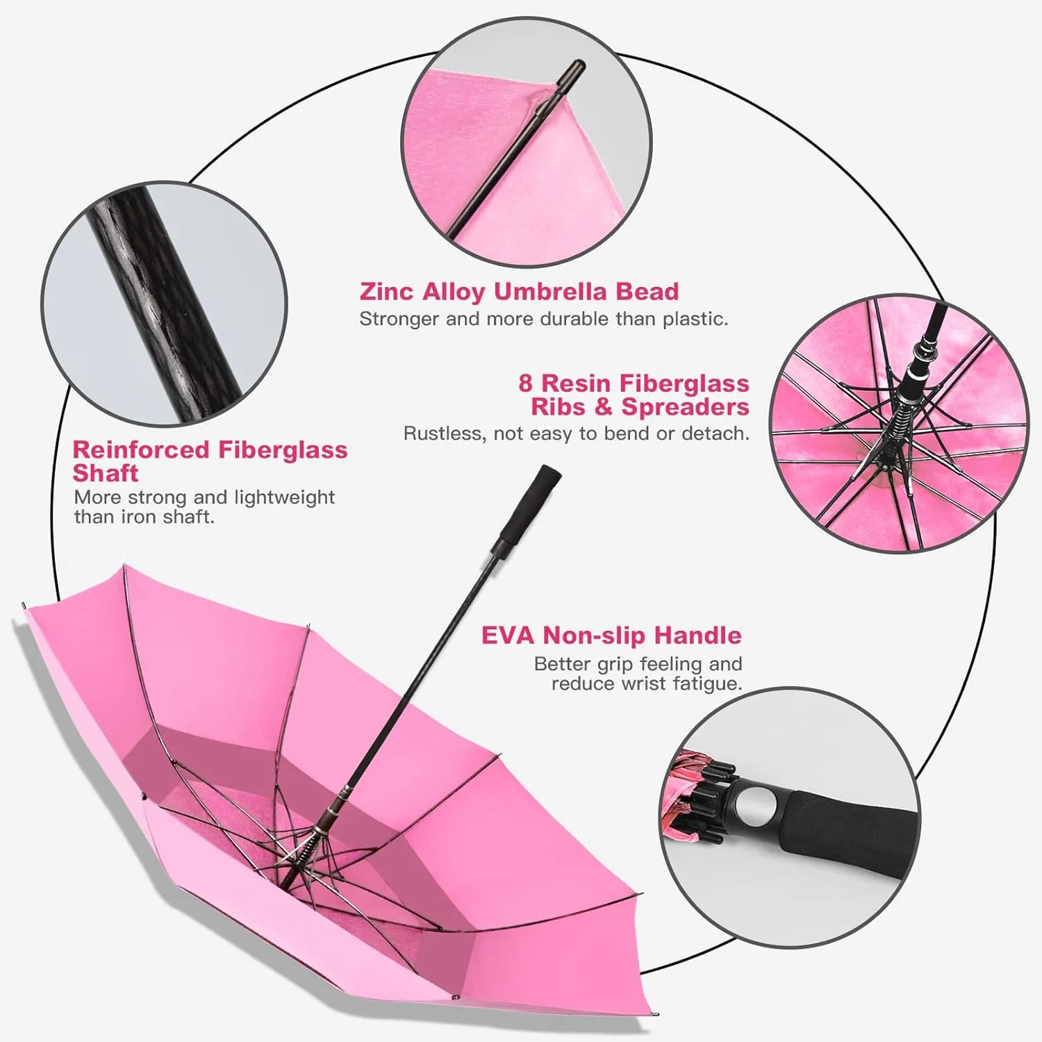 47/54 Inch Ventilated Double Canopy Windproof Stick Umbrellas for Rain, Automatic Open Golf Umbrella – Available in for Adults, Kids, Outdoor Enthusiasts
