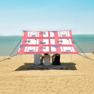 4th Of July Bow Stripes Beach Camping Tent Sun Shelter for Whole Family, Independence Day Beach Shade Canopy with UPF50  UV Protection,Easy Set Up and Carry,Outdoor Shade for Trips, Fishing, Bac