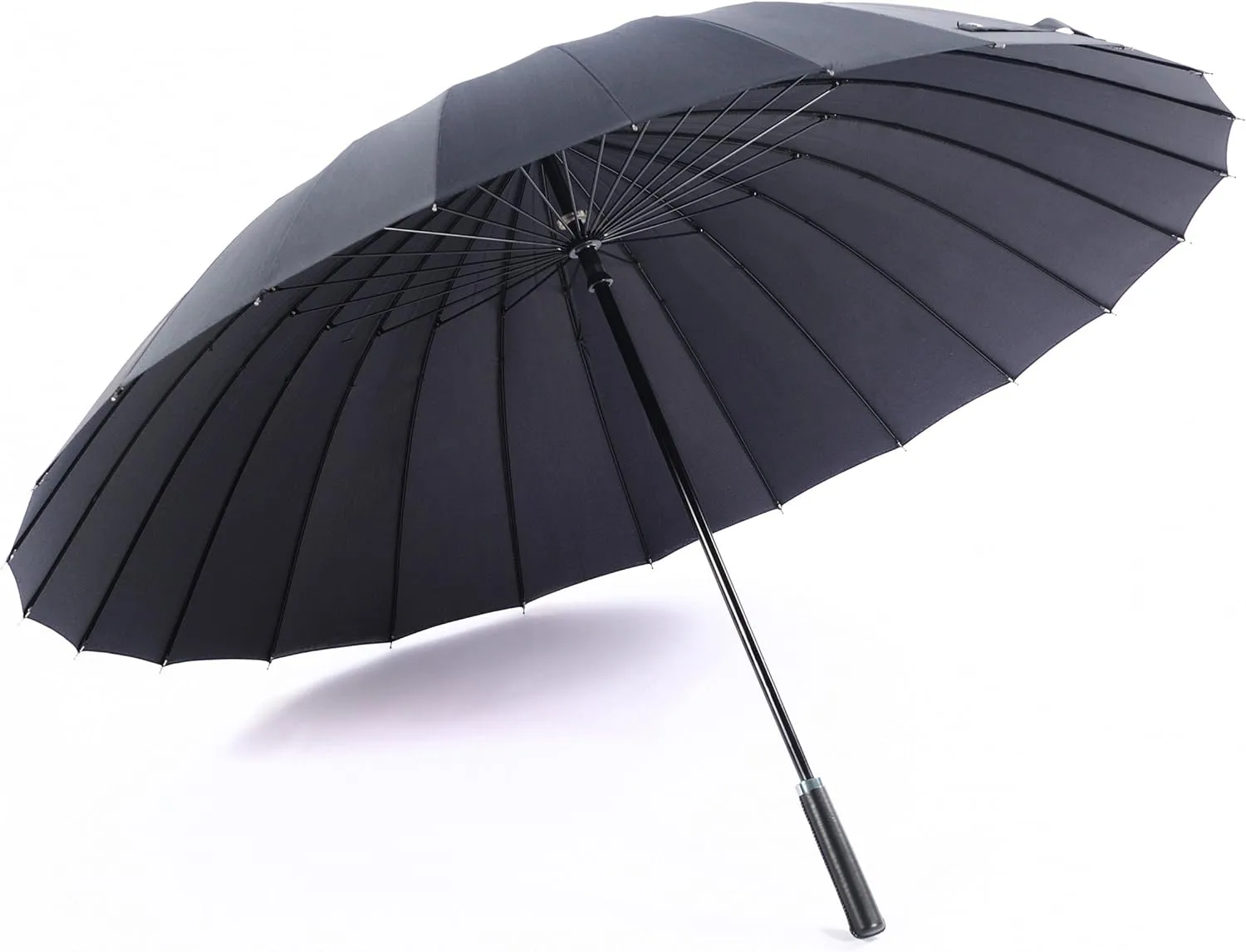 52-inch Straight Golf Umbrella Windproof Rain/UV Protection Travel Umbrella With Super Large Canopy - Sturdy and Portable, Black 24 Ribs