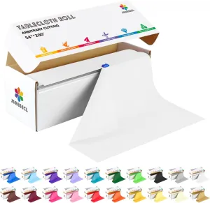 54 Inch X 200 Feet Plastic Table Cover Roll with Convenient Slide Cutter, Disposable Plastic Table Cloth Roll with Cut-to-Size Design for Weddings, Banquets, Parties (White)