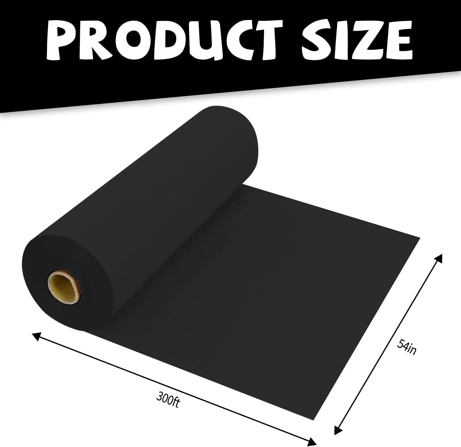54 Inch X 300 Feet Plastic Table Cover Roll Premium Disposable Plastic Tablecloth for All Type/Shape Tables | Picnic, Party, Banquet, Birthdays, Weddings (Black, 54 Inch X 300 Feet)