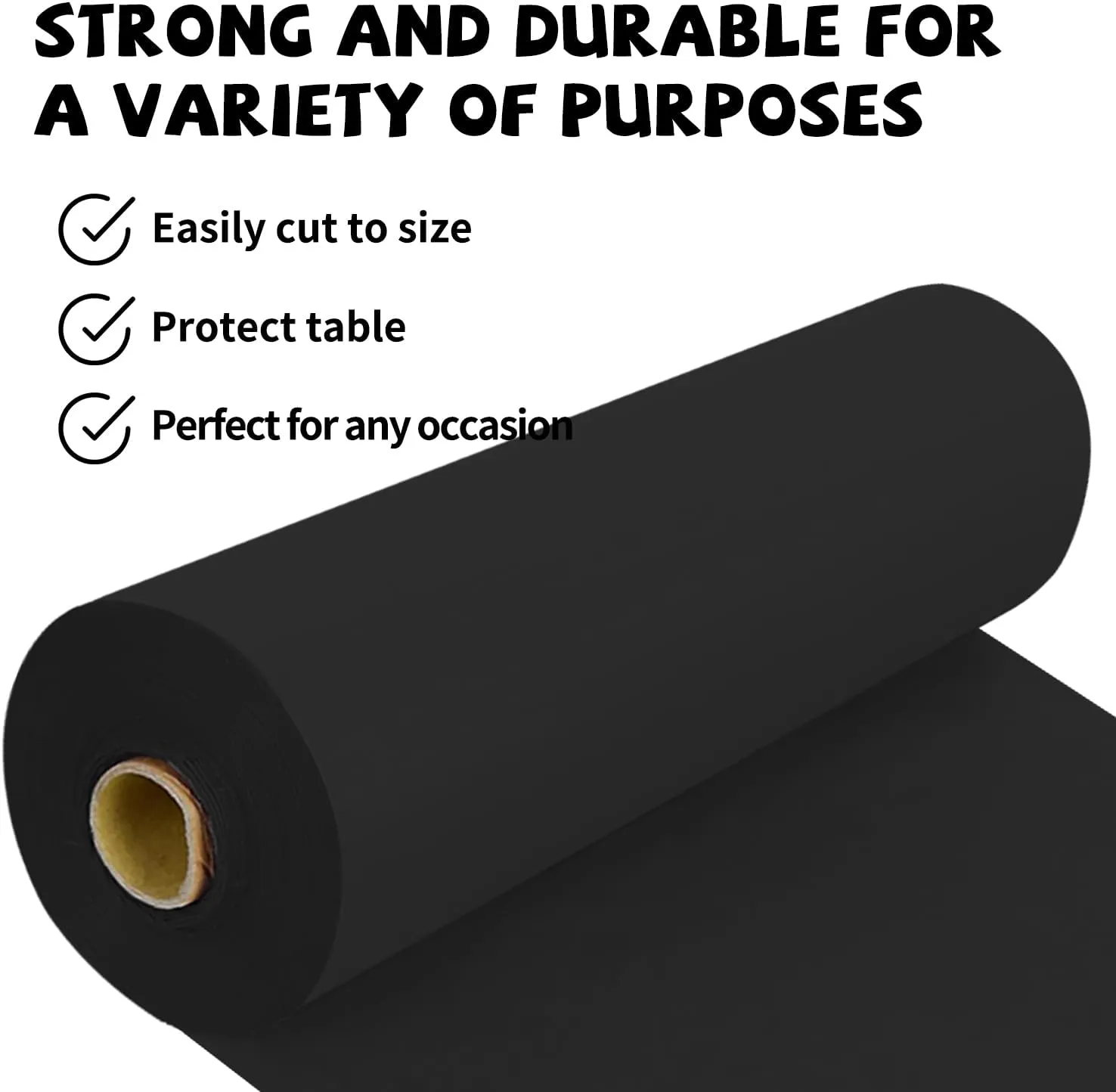 54 Inch X 300 Feet Plastic Table Cover Roll Premium Disposable Plastic Tablecloth for All Type/Shape Tables | Picnic, Party, Banquet, Birthdays, Weddings (Black, 54 Inch X 300 Feet)