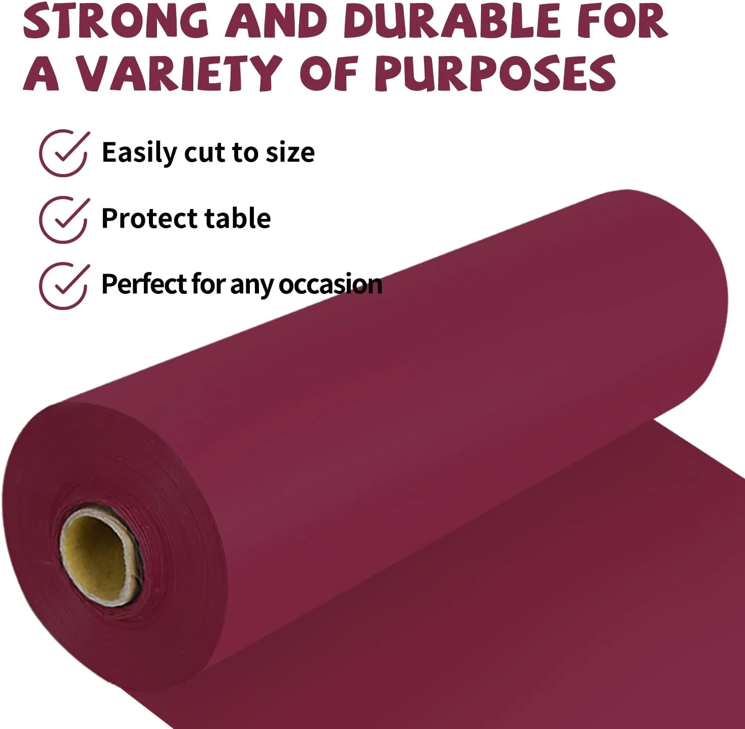 54 Inch X 300 Feet Plastic Table Cover Roll Premium Disposable Plastic Tablecloth for All Type/Shape Tables | Picnic, Party, Banquet, Birthdays, Weddings (Burgundy, 54 Inch X 300 Feet)