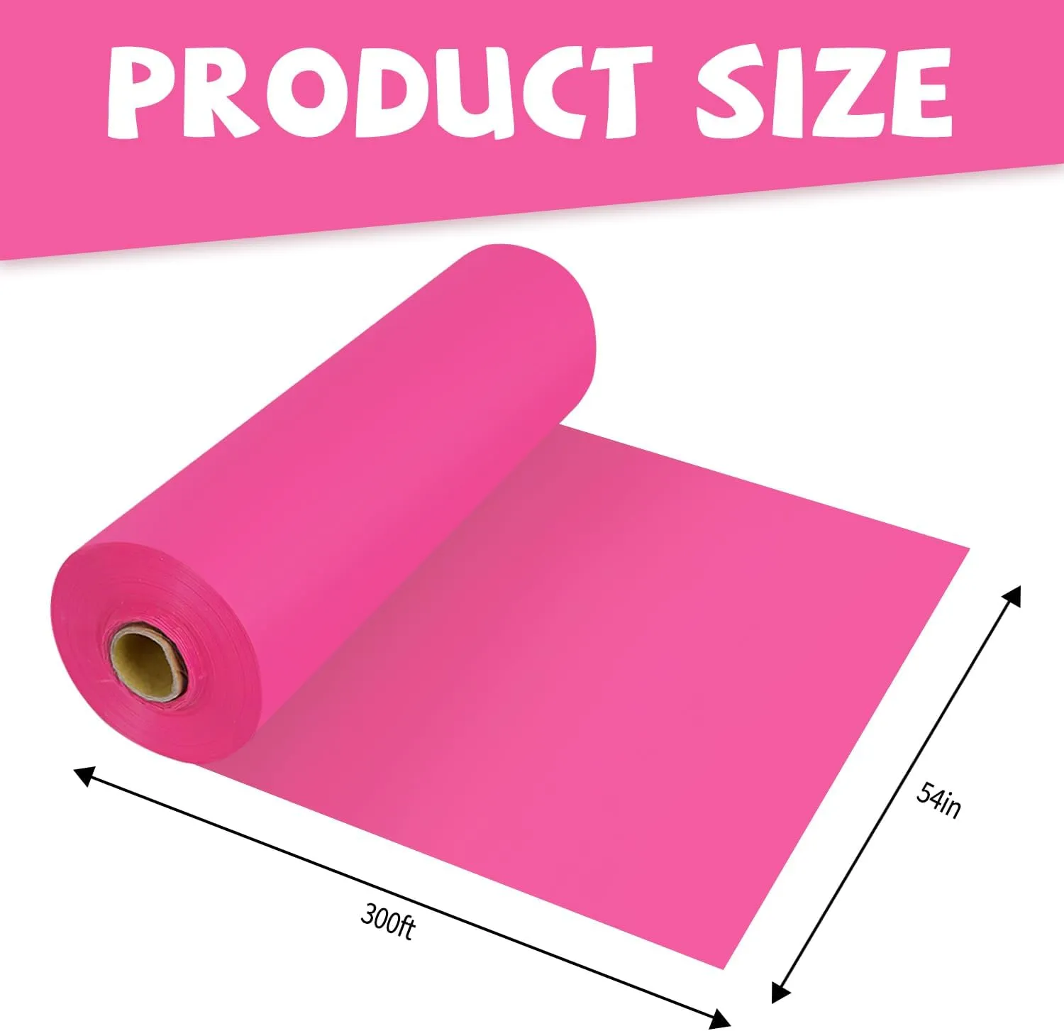 54 Inch X 300 Feet Plastic Table Cover Roll Premium Disposable Plastic Tablecloth for All Type/Shape Tables | Picnic, Party, Banquet, Birthdays, Weddings (Fuchsia, 54 Inch X 300 Feet)