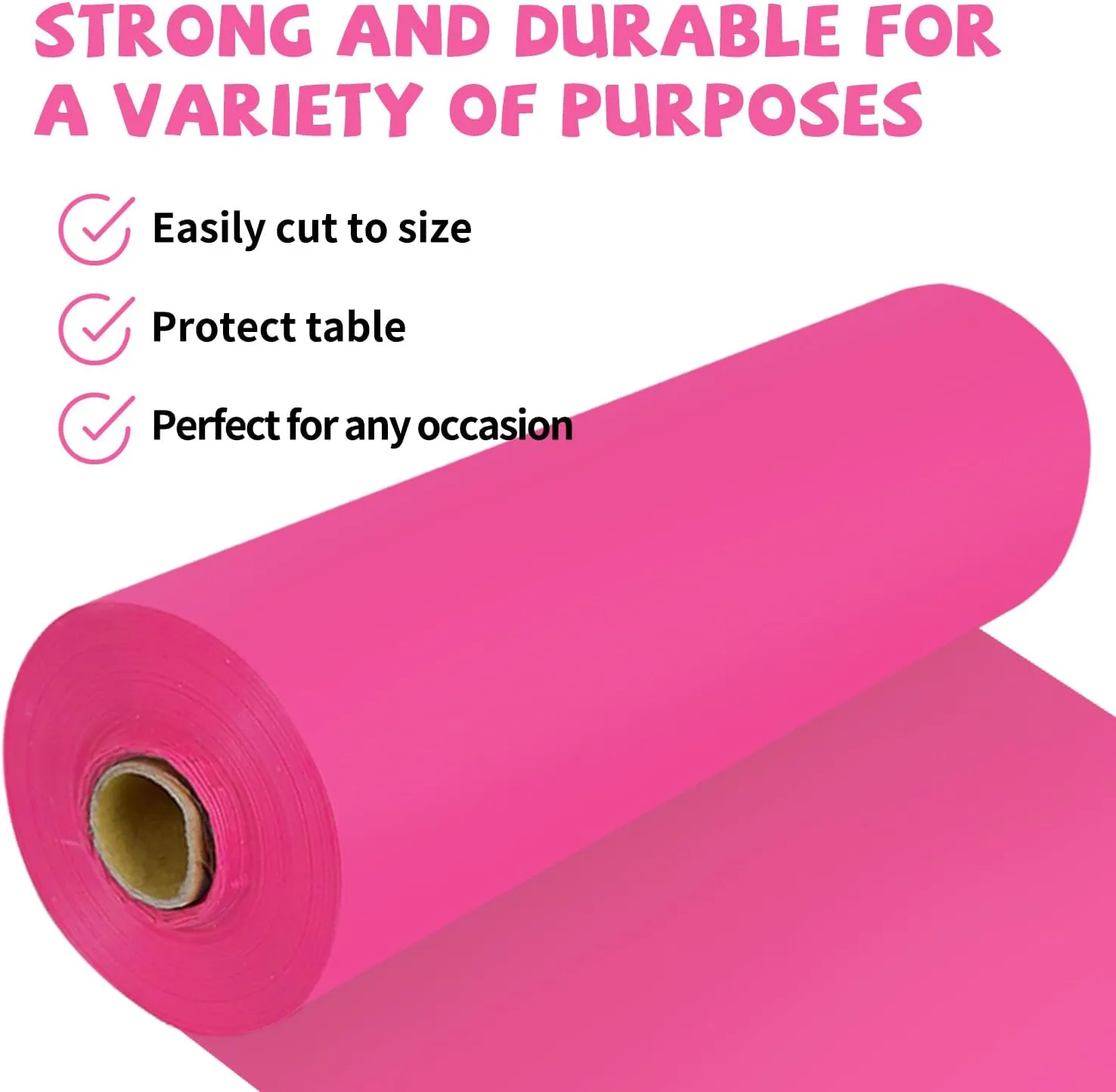 54 Inch X 300 Feet Plastic Table Cover Roll Premium Disposable Plastic Tablecloth for All Type/Shape Tables | Picnic, Party, Banquet, Birthdays, Weddings (Fuchsia, 54 Inch X 300 Feet)