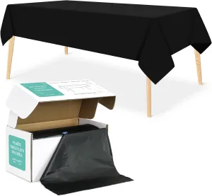 54 Inch X 400 Feet Black Plastic Table Cover Roll with Cutter Box, Disposable Tablecloth for Parties, Picnic, Banquet, Wedding, Birthday, Anniversary Decorations