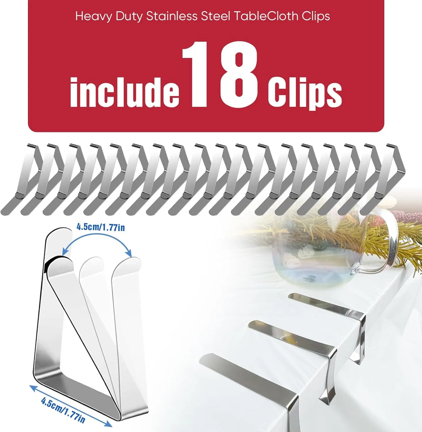 54in x 300Ft Black Plastic Table Cloth Roll with 18 Pcs Stainless Steel Clips, Disposable Table Cover Roll in A Cut-to-Size Box with Slide Cutter, Tablecloth for Rectangle Table for Parties