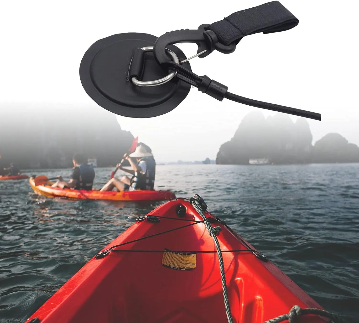 6 DRing Patch Bungee Cords 5mm 6m Elastic Cord Crafting Stretch String 6 Eagle Shock Cord Hooks 2 Kayak Paddle Holder for SUP PVC Inflatable Boat Kayak Canoe Deck Kayak Accessories Black