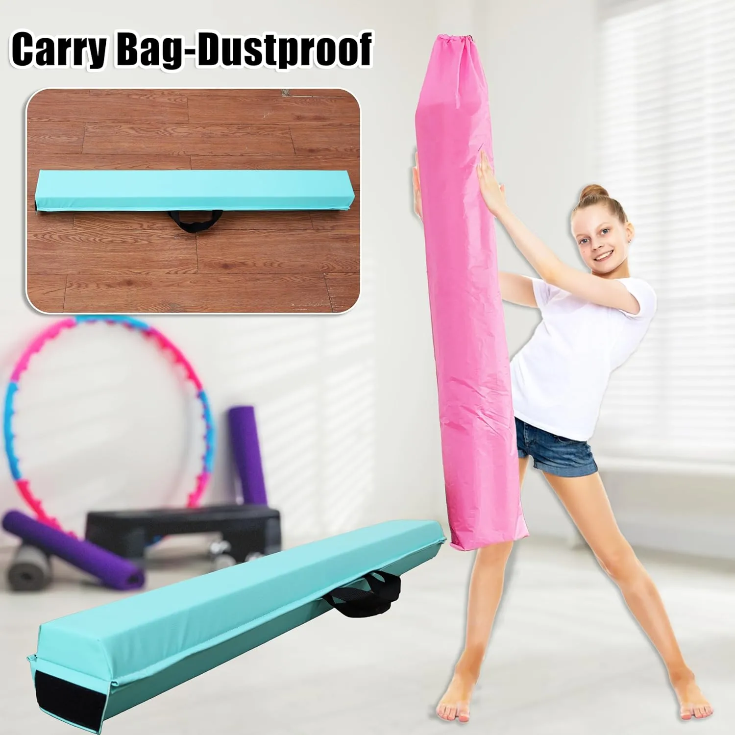 6 FT / 8 FT / 9 FT / 10 FT Folding Gymnastic Balance Beam for Kids with Carry Bag for Home and Club Use