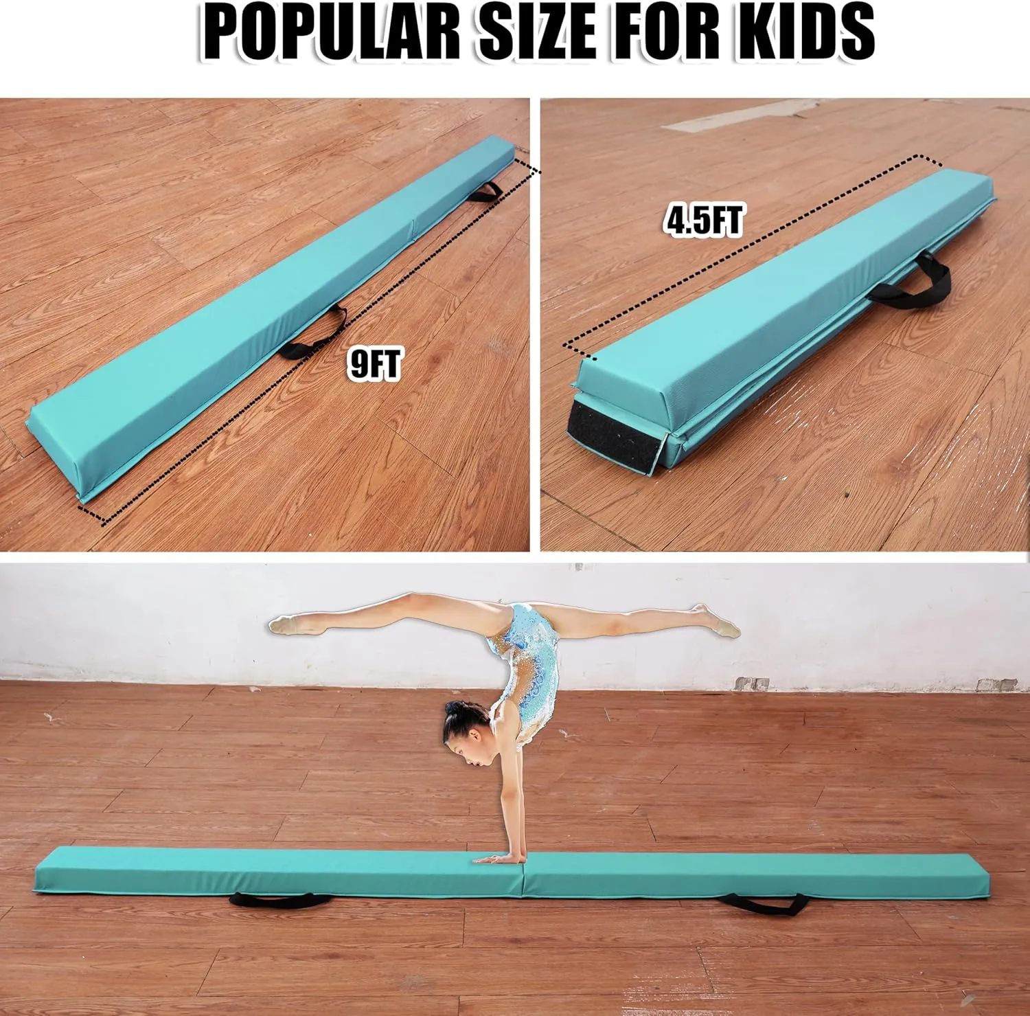 6 FT / 8 FT / 9 FT / 10 FT Folding Gymnastic Balance Beam for Kids with Carry Bag for Home and Club Use