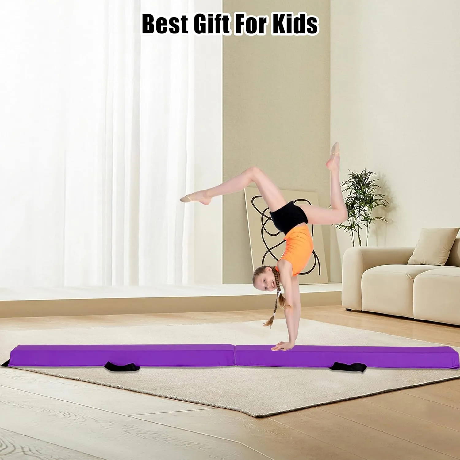 6 FT / 8 FT / 9 FT / 10 FT Folding Gymnastic Balance Beam for Kids with Carry Bag for Home and Club Use