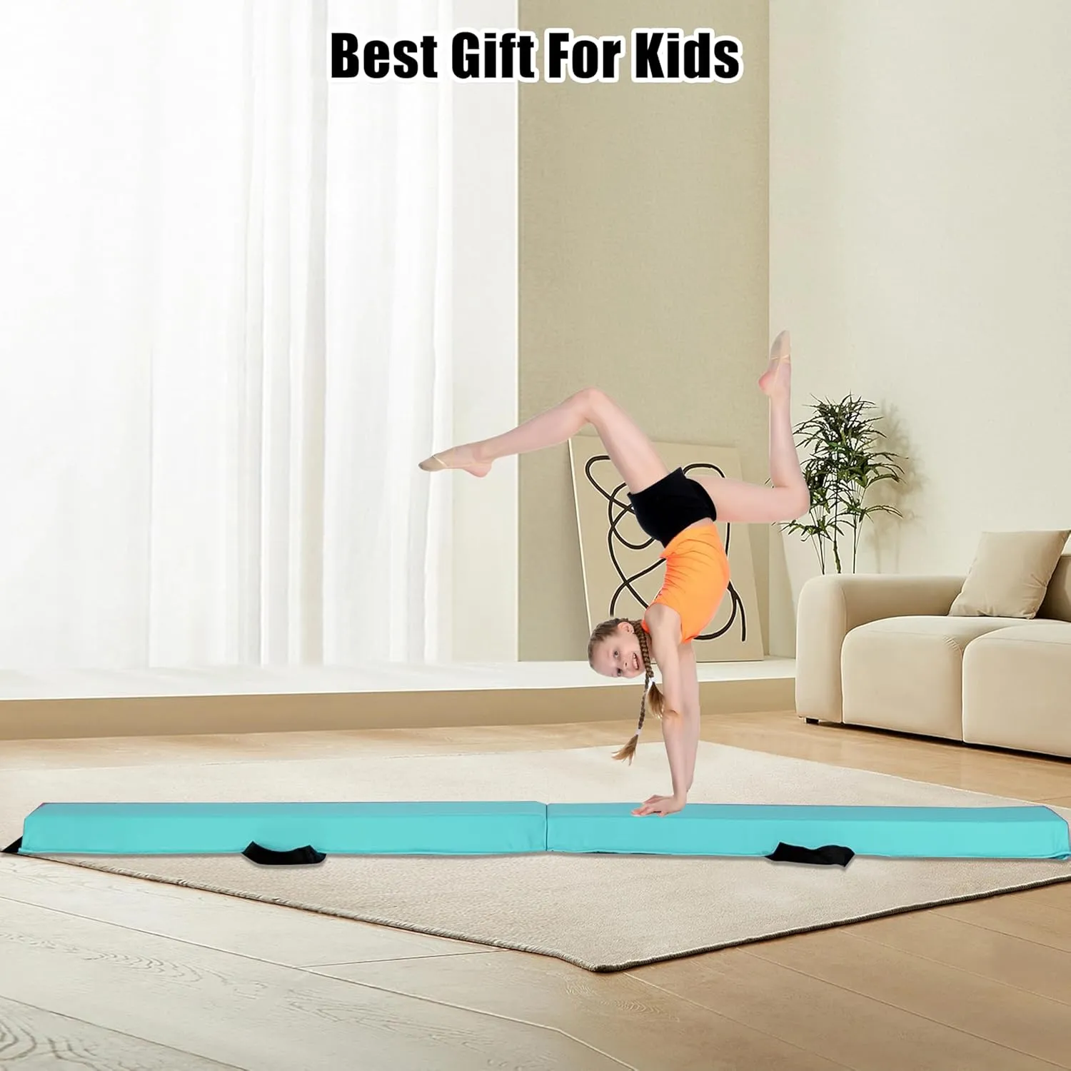 6 FT / 8 FT / 9 FT / 10 FT Folding Gymnastic Balance Beam for Kids with Carry Bag for Home and Club Use