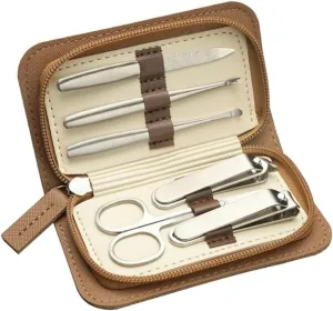 6 in 1 Professional Nail Clippers Pedicure Kit Stainless Steel Personal Care Tools Portable Mini Manicure and Pedicure Kit for Women and Men(Brown)