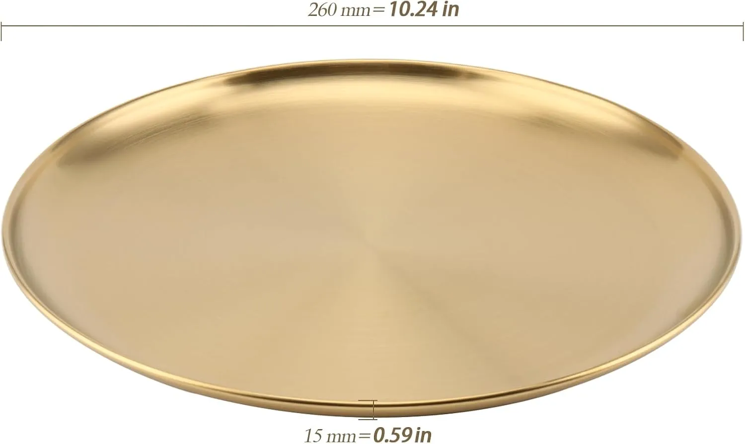 6 PCS 10 Inch Stainless Steel Plates, Reusable Round Metal Dinner Plates Camping Plate, Kitchenware Dinner Dishes for for BBQ Steak, Dishwasher Safe, Gold