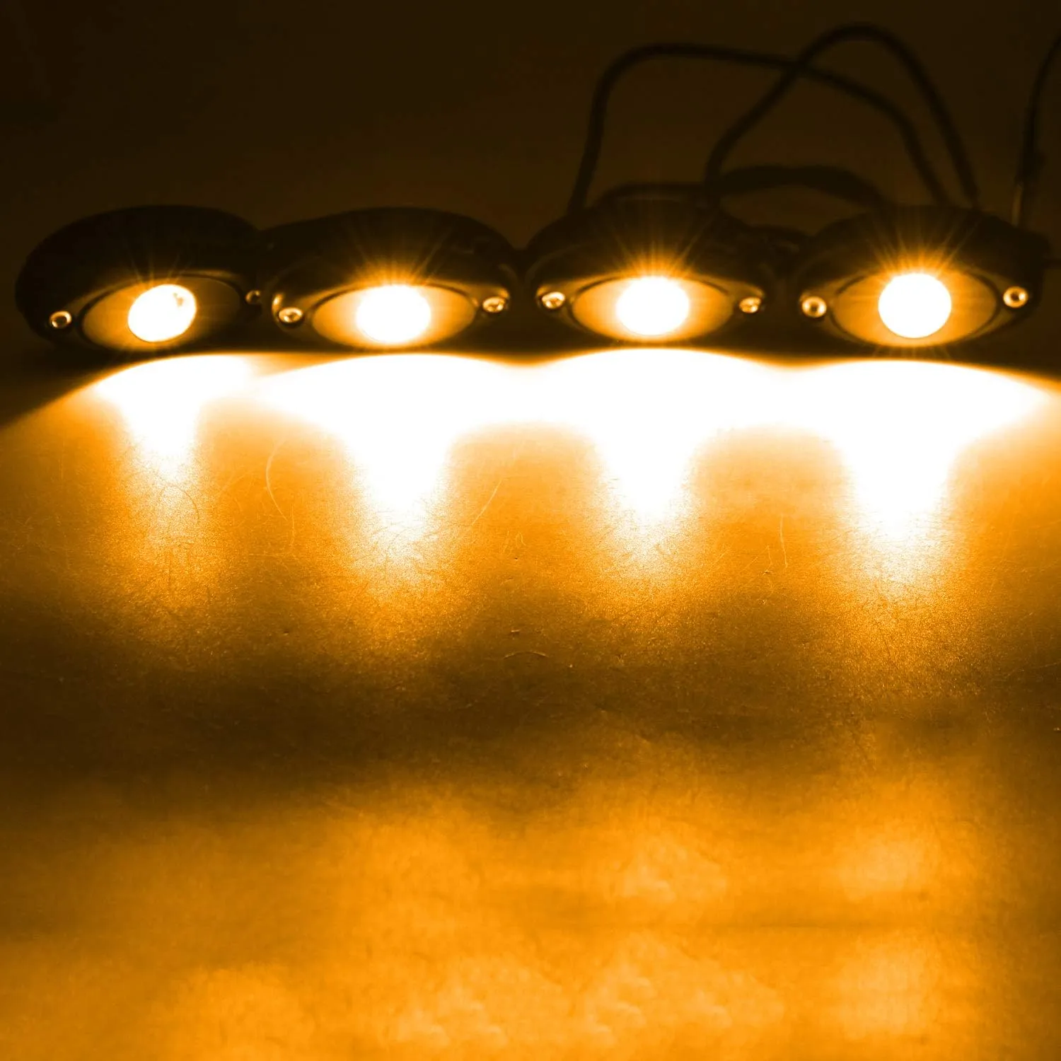 6 Pods LED Rock Lights for Jeep ATV UTV SUV RZR Off Road Ranger Pioneer Wheeler Truck Boat Underbody Glow Trail Rig Lighting Lamp Underglow LED Neon Lights Waterproof 12V-24V - Amber