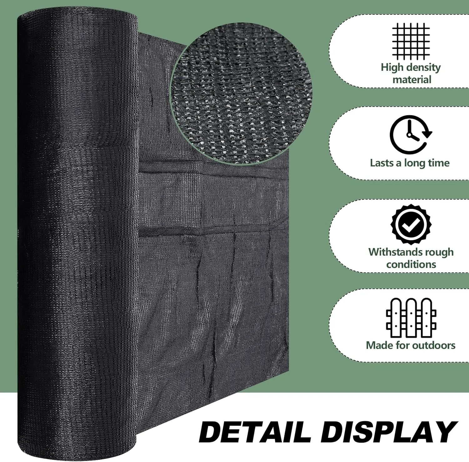 6 x 200 ft Shade Cloth Black Shade Cloth Roll for Covering Garden 70% Mesh UV Resistant Net with Ties for Patio Outdoor Greenhouse Fence Flower Plant Cover Canopy