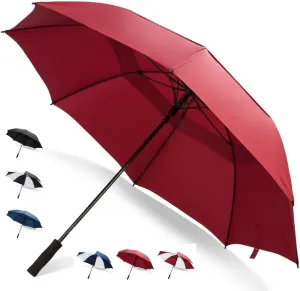 62/68 Inch Automatic Open Golf Umbrella - Extra Large Vented Windproof Waterproof Sturdy Double Canopy